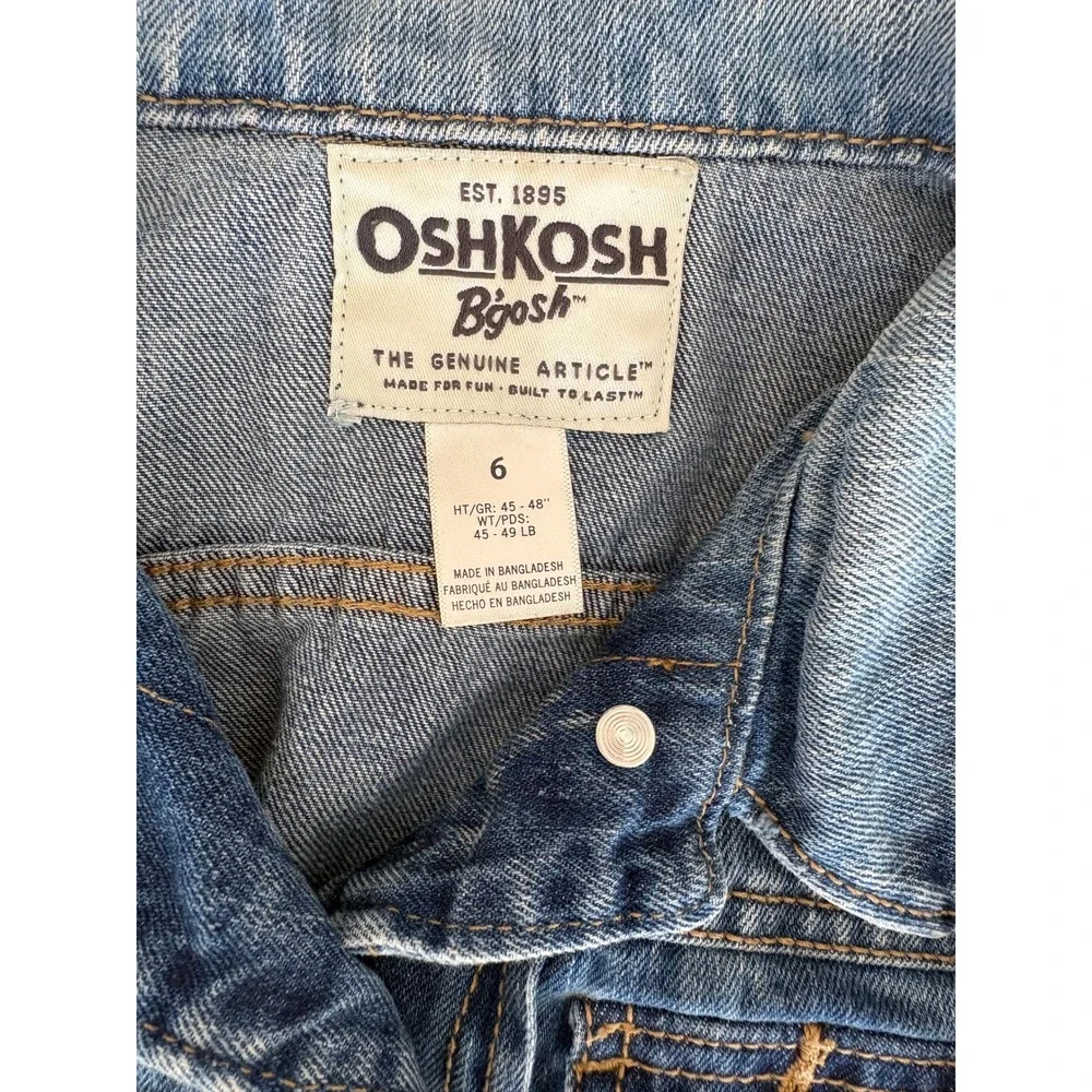 OshKosh B'gosh Kids Size 6 Blue Denim Jean Jacket‎ Button Front 100% Cotton